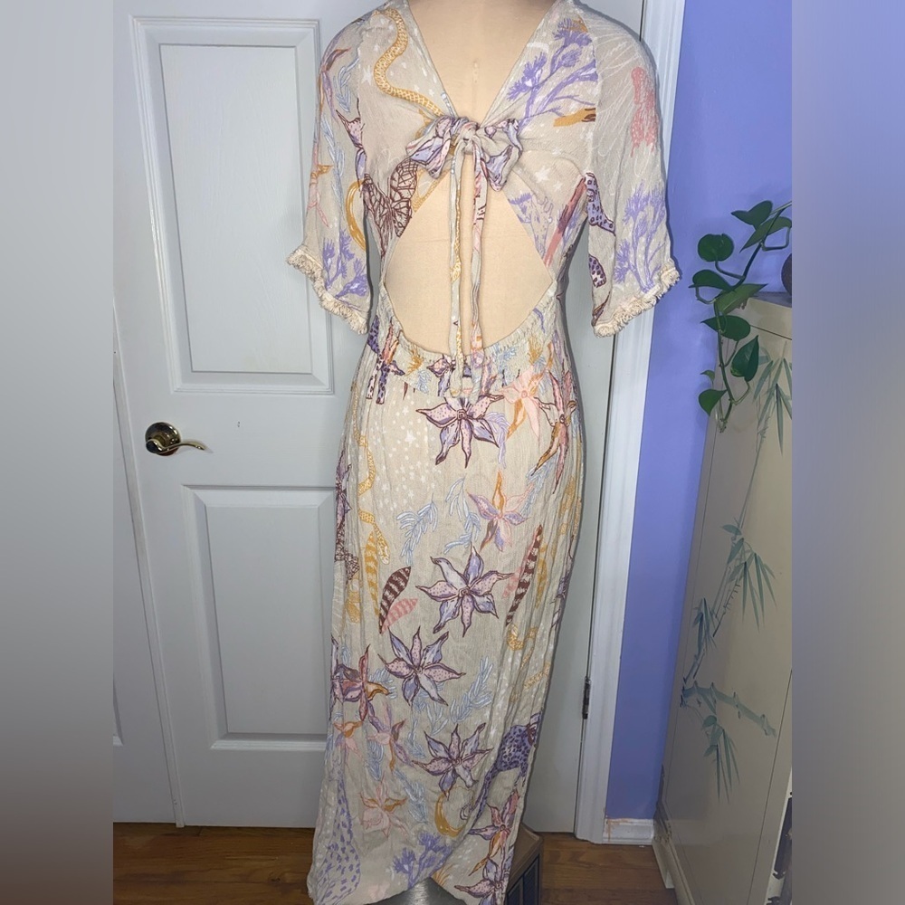 Z&L EUROPE Tan Bohemian Safari Maxi Dress | Sexy Summer | Made With Love Size M - Picture 7 of 12